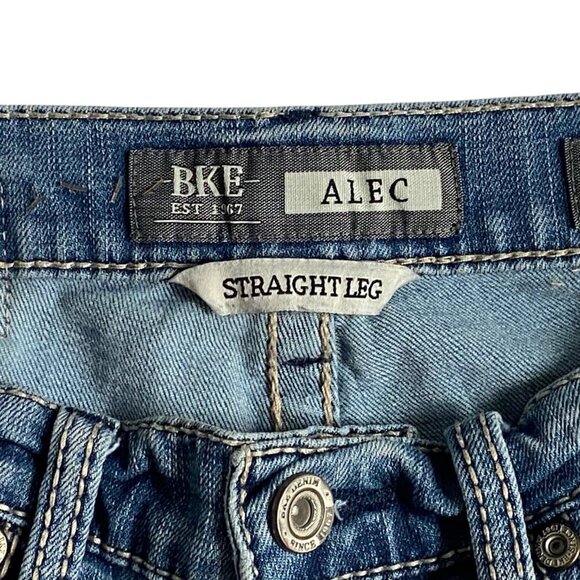 BKE Alec Jeans Mens 30 x 31 Regular Straight Leg Denim Light Wash Stretch - Picture 7 of 9